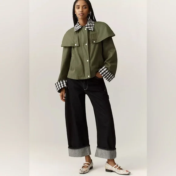 Avec Les Filles Gingham
Trim Cape Cropped Trench Size Large - Picture 3 of 5